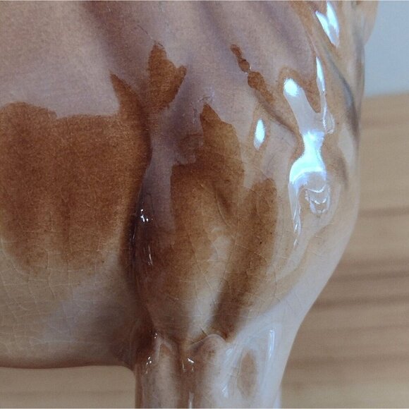 Vintage Large Ceramic Boxer Dog Figurine Brown Glazed Standing 8" - Picture 7 of 8